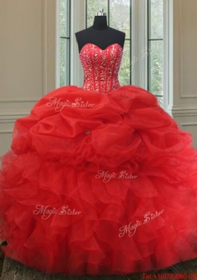 Elegant Visible Boning Bubble Quinceanera Dress with Beading and Ruffles