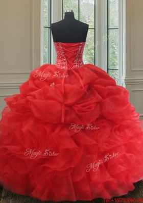 Elegant Visible Boning Bubble Quinceanera Dress with Beading and Ruffles