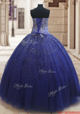 Popular Really Puffy Beaded Bodice Tulle Quinceanera Dress in Royal Blue