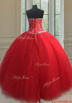 Best Selling Puffy Skirt Visible Boning Beaded Bodice Quinceanera Dress