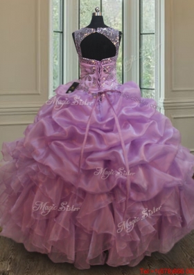 Cheap See Through Scoop Beaded and Bubble Quinceanera Dress with Ruffles