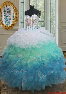 Classical Visible Boning Gradient Color Quinceanera Dress in Organza