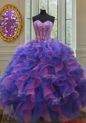 Gorgeous Big Puffy Sweetheart Quinceanera Dress in Purple and Blue