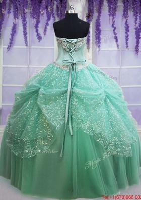 Most Popular Sequined Decorated Skirt Apple Green Quinceanera Dress with Beading