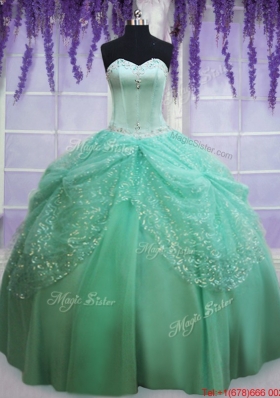 Most Popular Sequined Decorated Skirt Apple Green Quinceanera Dress with Beading