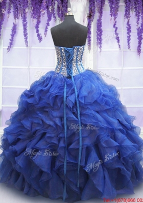 Most Popular Visible Boning Ruffled Quinceanera Dress with Beaded Bodice