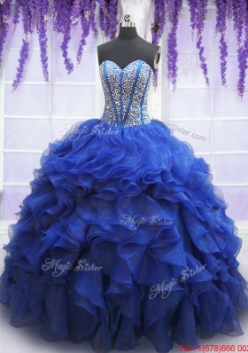 Most Popular Visible Boning Ruffled Quinceanera Dress with Beaded Bodice