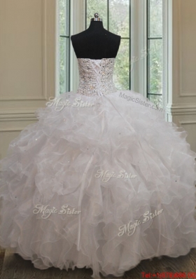 Top Seller Sweetheart Beaded and Ruffled Quinceanera Gown in White