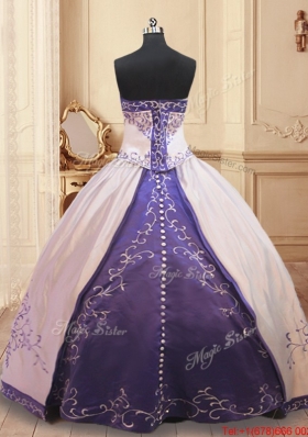 Zipper Up Strapless Embroideried and Beaded Quinceanera Dress in Satin