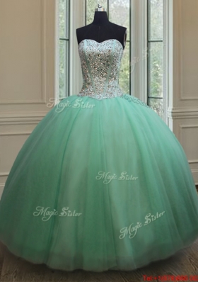 Affordable Two Piece Beaded Bodice Apple Green Detachable Quinceanera Dress