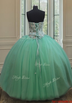 Affordable Two Piece Beaded Bodice Apple Green Detachable Quinceanera Dress