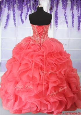 Clearance Visible Boning Beaded Bodice and Ruffled Quinceanera Dress in Organza