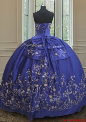 Discount Embroideried and Bowknot Taffeta Quinceanera Dress in Royal Blue