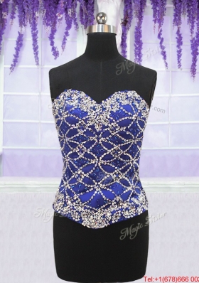 Elegant Really Puffy Beaded Bodice Detachable Quinceanera Dress in Royal Blue