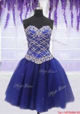 Elegant Really Puffy Beaded Bodice Detachable Quinceanera Dress in Royal Blue