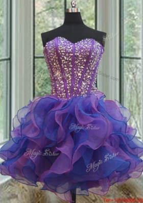 Exclusive Visible Boning Purple and Blue Detachable Quinceanera Dress in Organza