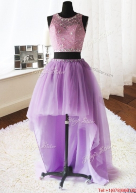 Latest Laced and Ruffled Lilac Quinceanera Dress with Removable Skirt