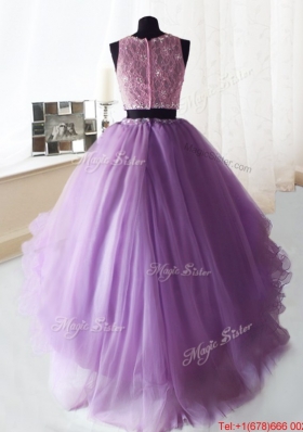 Latest Laced and Ruffled Lilac Quinceanera Dress with Removable Skirt