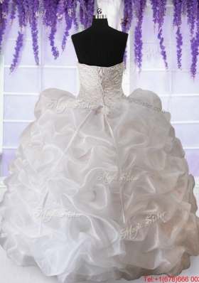 Modern Applique Beaded Bodice and Bubble Quinceanera Dress in White