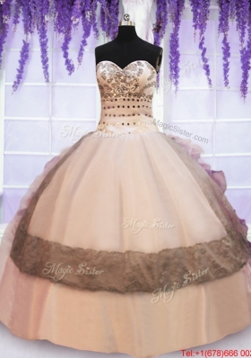 Organza and Taffeta Laced Colorful Quinceanera Dress with Beading and Ruffles