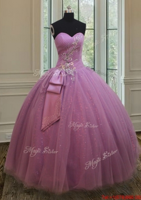 Best Selling Beaded and Belted Quinceanera Dress in Tulle and Sequins