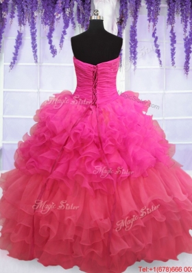 Modest Strapless Beaded Bodice and Ruffled Layers Quinceanera Dress in Two Tone