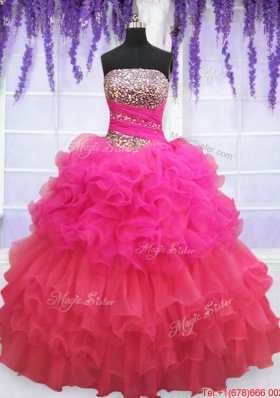 Modest Strapless Beaded Bodice and Ruffled Layers Quinceanera Dress in Two Tone