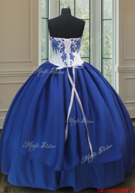 New Arrivals Taffeta Royal Blue Quinceanera Gown with Embroidery