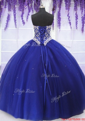 Romantic Beaded Bodice Royal Blue Quinceanera Dress in Tulle