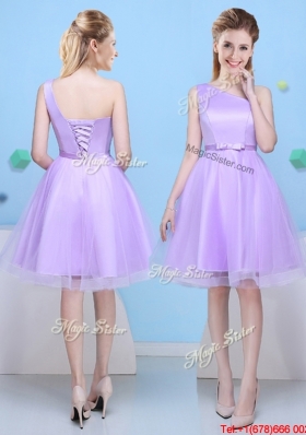 Spring Beautiful Bowknot Tulle Short Dama Dress in Lavender