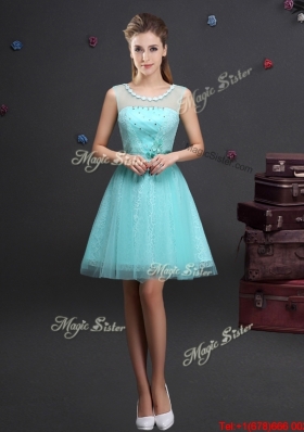 2017 Beautiful Applique Decorated Scoop and Beaded Bridesmaid Dress