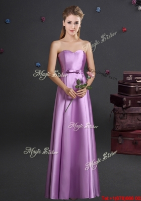 Best Floor Length Elastic Woven Satin Bridesmaid Dress in Lilac