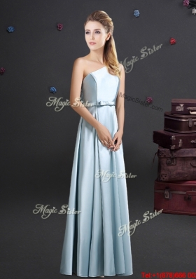 Hot Sale Light Blue Long Bridesmaid Dress in Elastic Woven Satin