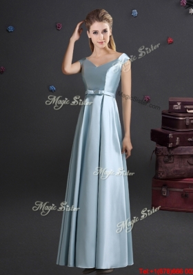 Hot Sale Light Blue Long Bridesmaid Dress in Elastic Woven Satin