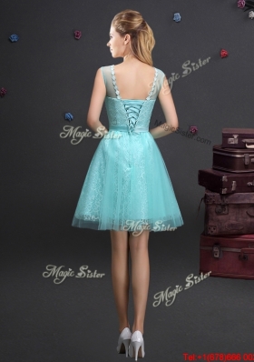 Beautiful Beaded Applique Decorated Scoop Prom Dress in Tulle