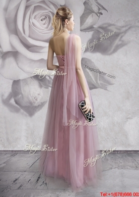 Luxurious Handmade Flowers Lavender Long Prom Dress with One Shoulder