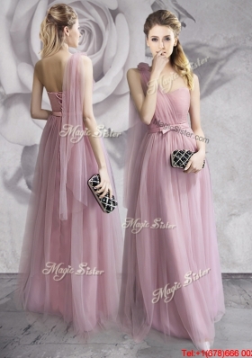 Luxurious Handmade Flowers Lavender Long Prom Dress with One Shoulder