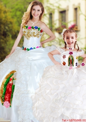 Modest White Princesita Quinceanera Dresses with Ruffles and Appliques