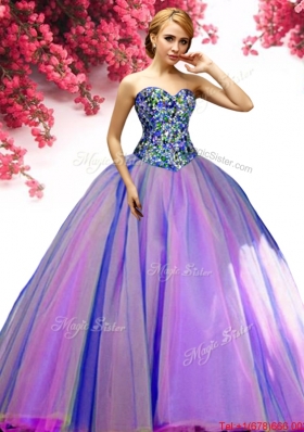 Luxurious Tulle Multi Color Sweet 16 Dress with Beading