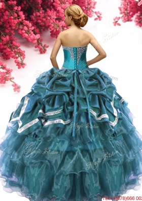 Cheap Beaded and Ruffled Layers Sweet 16 Dress in Teal