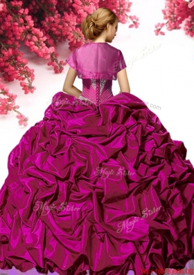 Gorgeous Applique and Pick Ups Fuchsia Quinceanera Dress in Taffeta