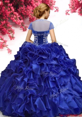 Gorgeous Beaded and Ruffled Big Puffy Quinceanera Dress in Fuchsia