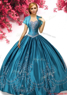 Hot Sale Embroideried Big Puffy Quinceanera Dress in Teal