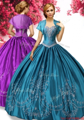 Hot Sale Embroideried Big Puffy Quinceanera Dress in Teal