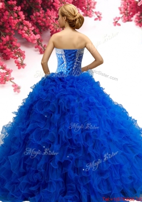 Modest Beaded and Ruffled Red Sweet 16 Dress in Tulle