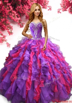 Two Tone Big Puffy Quinceanera Dress with Beading and Ruffles