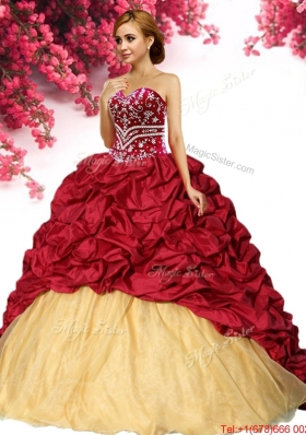 Wonderful Beaded and Pick Ups Quinceanera Dress with Brush Train