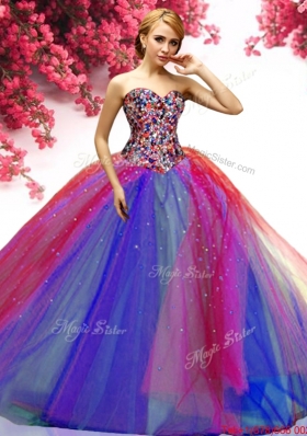 Best Selling Really Puffy Rainbow Quinceanera Dress with Beading
