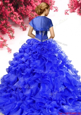 Comfortable Royal Blue Sweet 16 Dress with Appliques and Ruffles