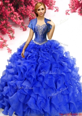 Comfortable Royal Blue Sweet 16 Dress with Appliques and Ruffles